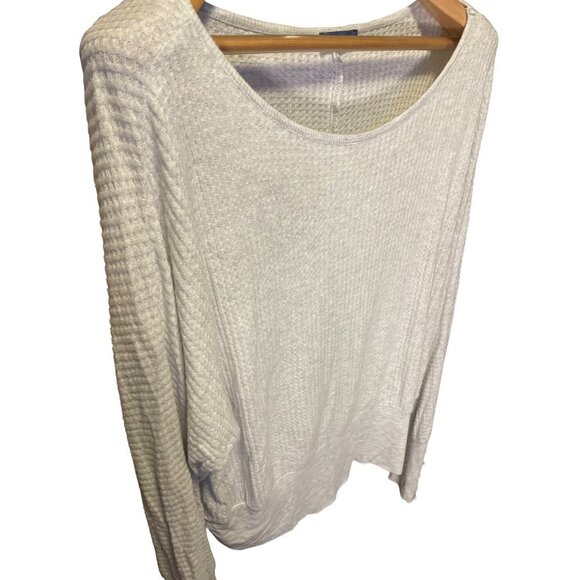 Democracy Gray Loose Fit Butterfly Sleeve Waffle Texture Lightweight Top Sz L - Picture 4 of 11